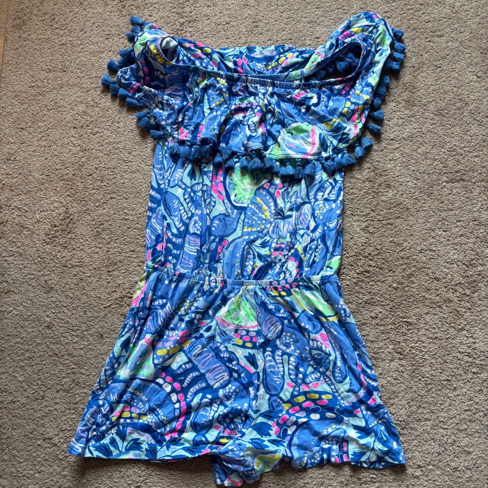 Lilly Pulitzer Blue and Pink Patterned romper size s